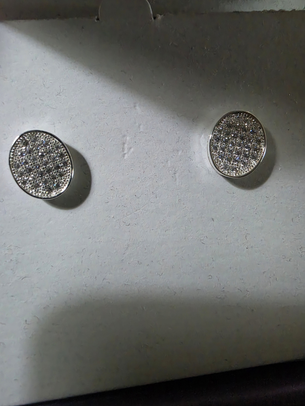 Silver Plated Pavé Oval Stud Earrings - Sparkling Silver Women’s Jewelry